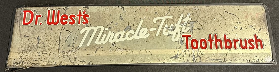 Dr. West's Miracle-Tuft Toothbrush 1930s Reverse Painted Glass Advertising Dentist Store Display (1 of 6)