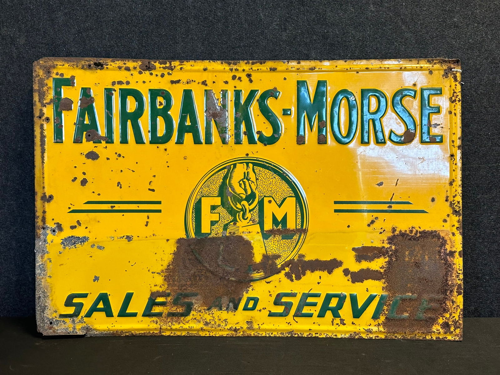 Fairbanks Morse 3' Sales & Service Tin Embossed Advertising Store Display Sign (1 of 7)