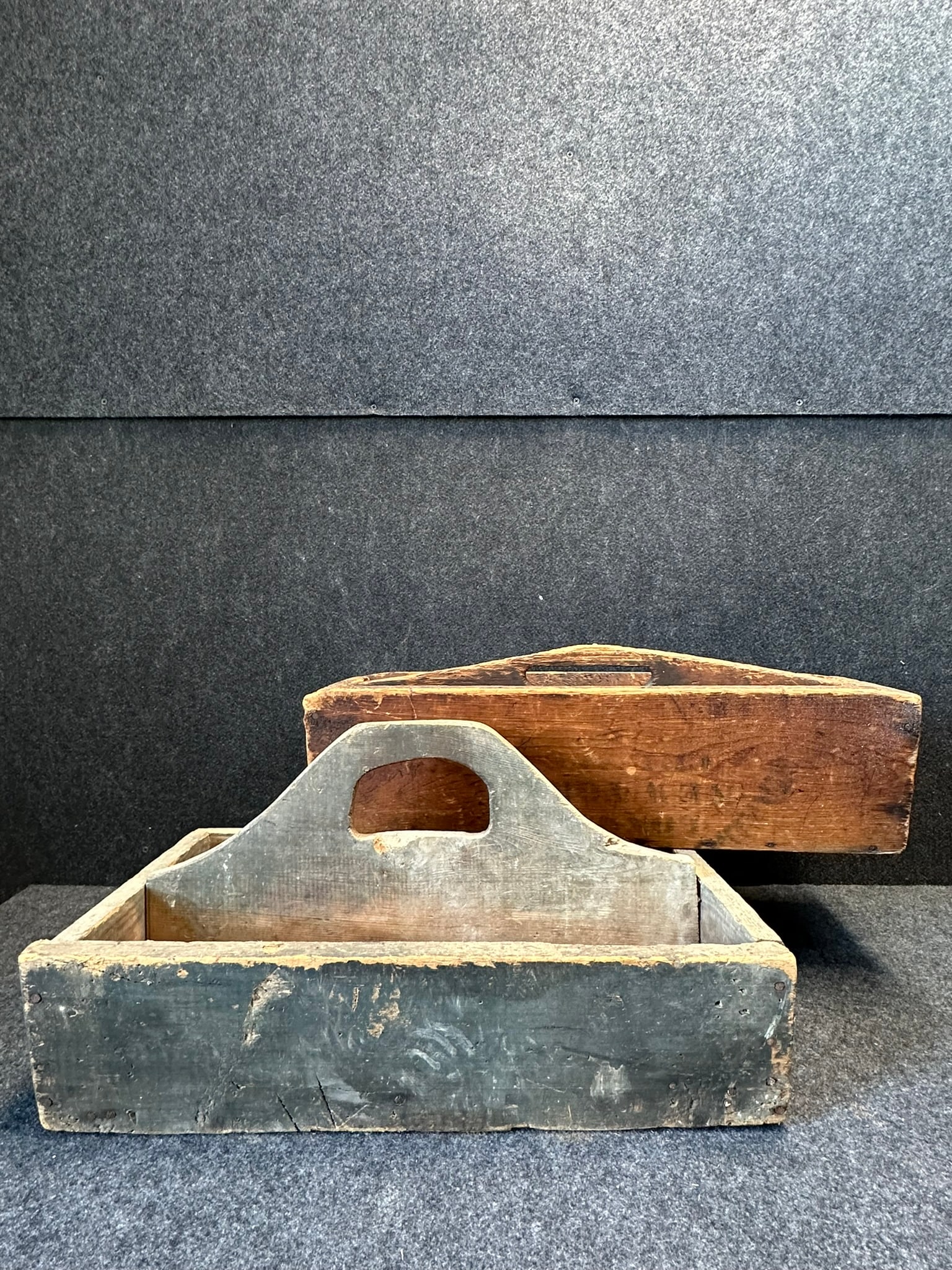 Pair Late 19th Century Wooden Tool Carrier Totes (1 of 6)