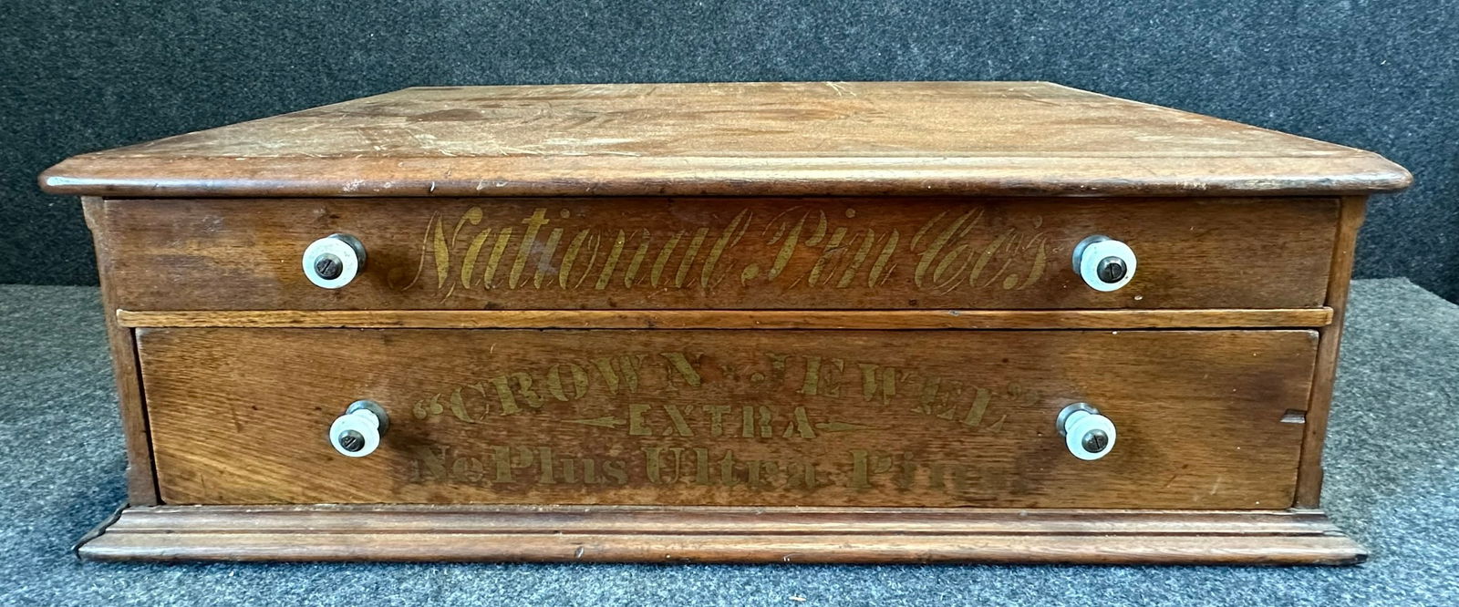 Antique Late 1890s National Pin Co's Crown Jewel 2 Drawer Display Cabinet (1 of 8)