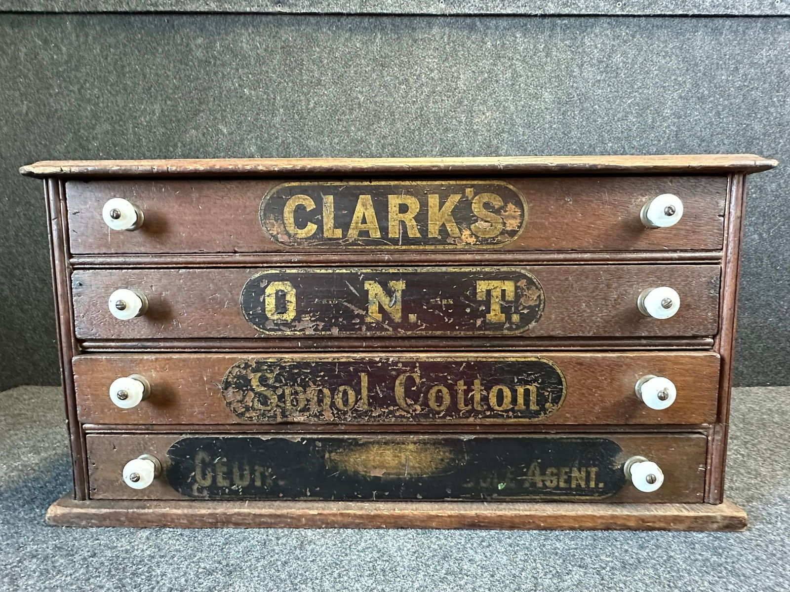 Late 20th Century 4 Drawer Clark's ONT Spool Cabinet Store Display (1 of 6)