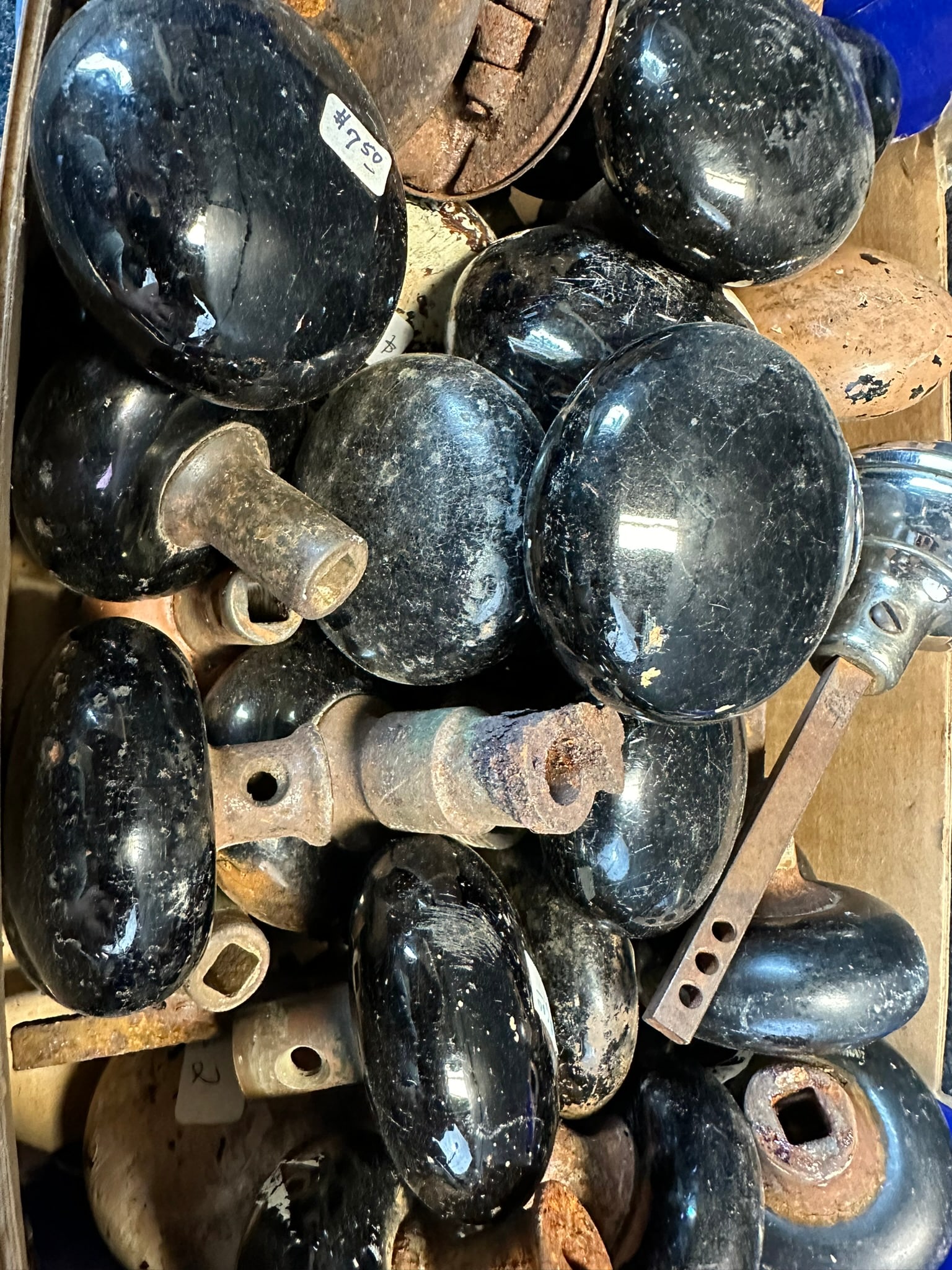 Lot of 38 Black Porcelain Bennington Door Knobs (1 of 5)