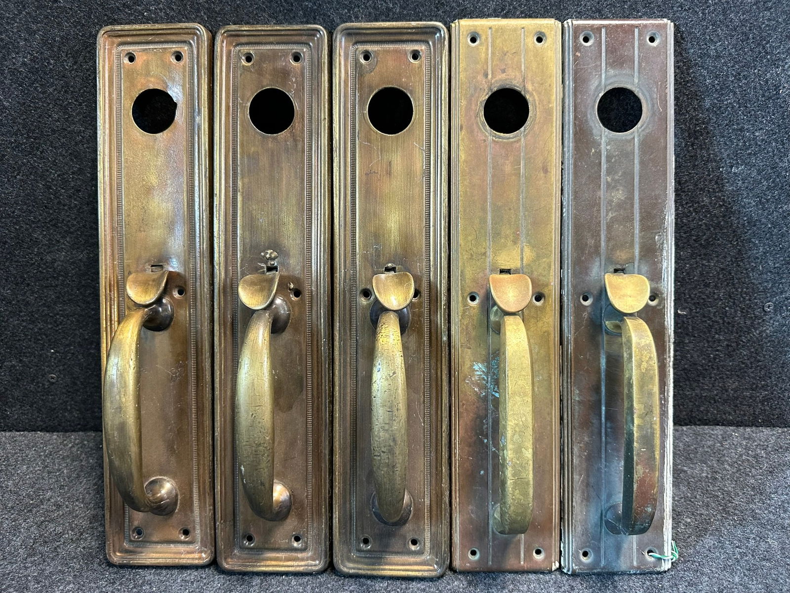 Lot 5 Antique Solid Brass Large 15" Ornate Door Handles (1 of 5)