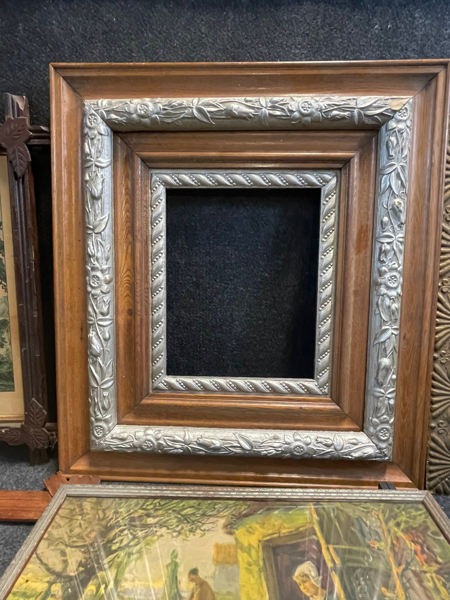 Great Lot 6 Original Late 19th Century Ornate Wooden Frames & Tree Of Life Print (1 of 3)