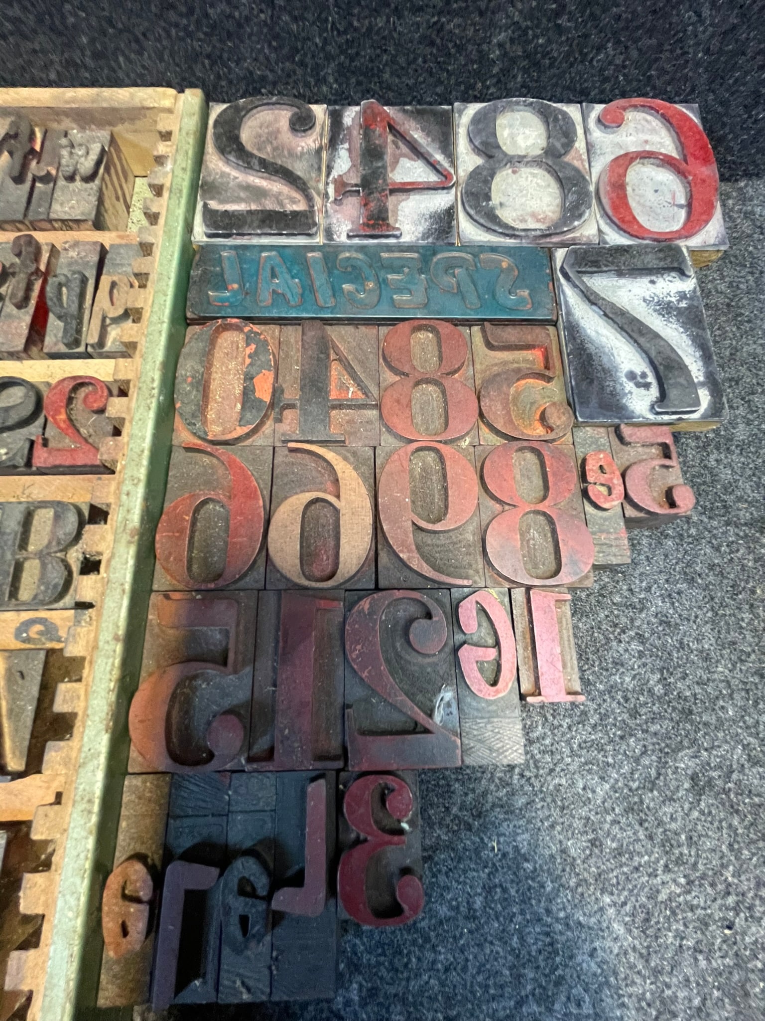 Large Lot 295+ Original Wooden Alphabet & Number Printers Typeset w/ Drawers (1 of 6)