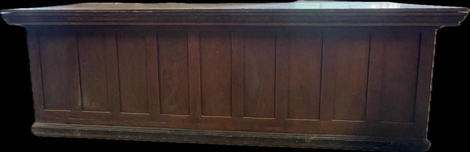 Antique Early 1900s 8 Drawer 10' Solid Oak Paneled Front General Store Counter (1 of 7)