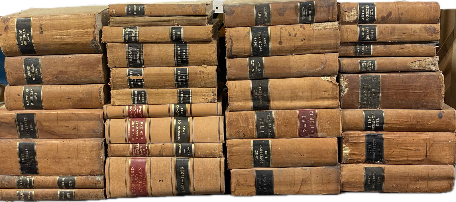 Lot of 32 Laws of Michigan 1860s, 70s, and 80s Law Books (1 of 5)
