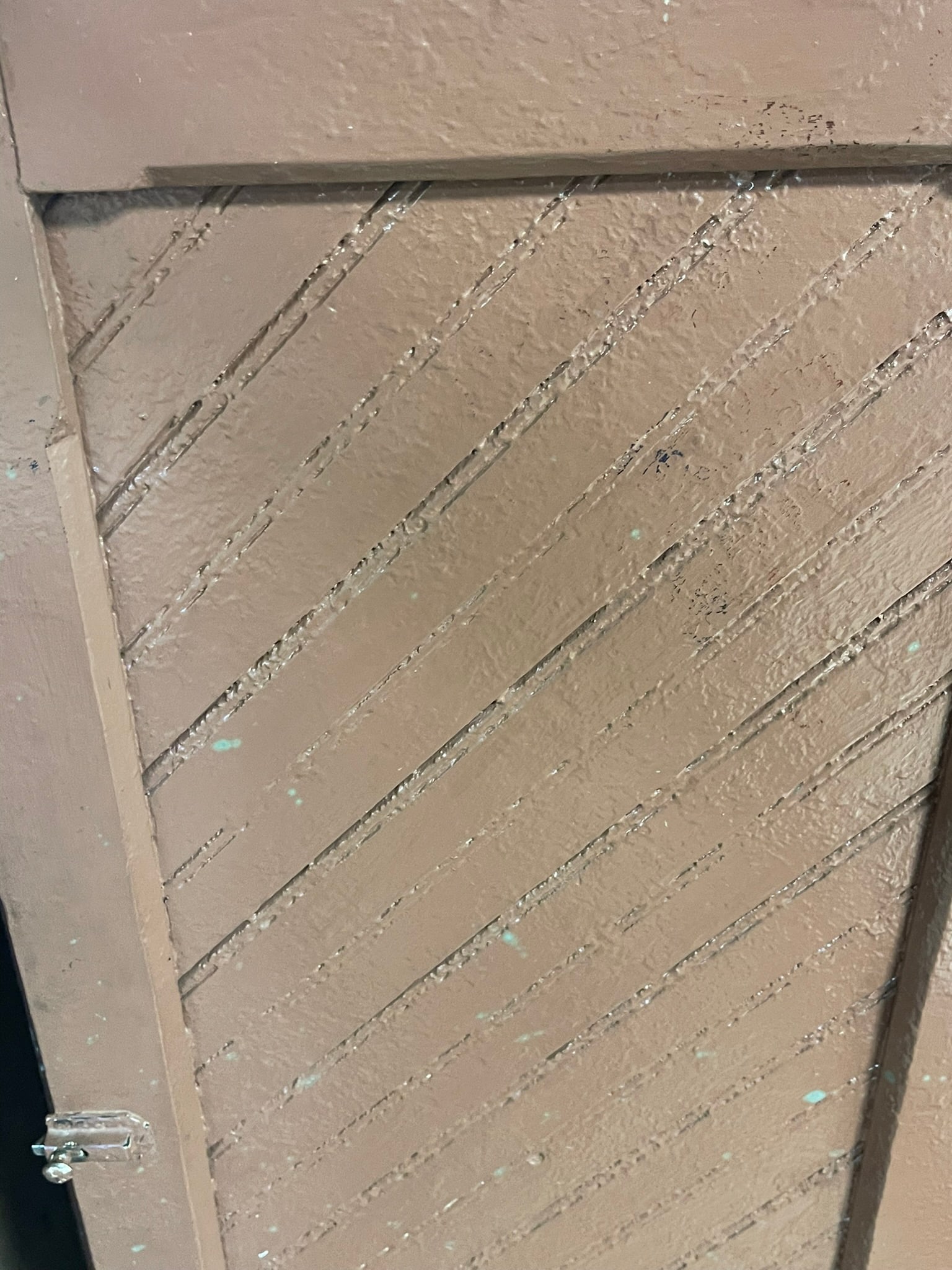 Antique B Board Front Robins Egg Blue Under Brown Painted Single Door Pantry Cupboard (1 of 4)