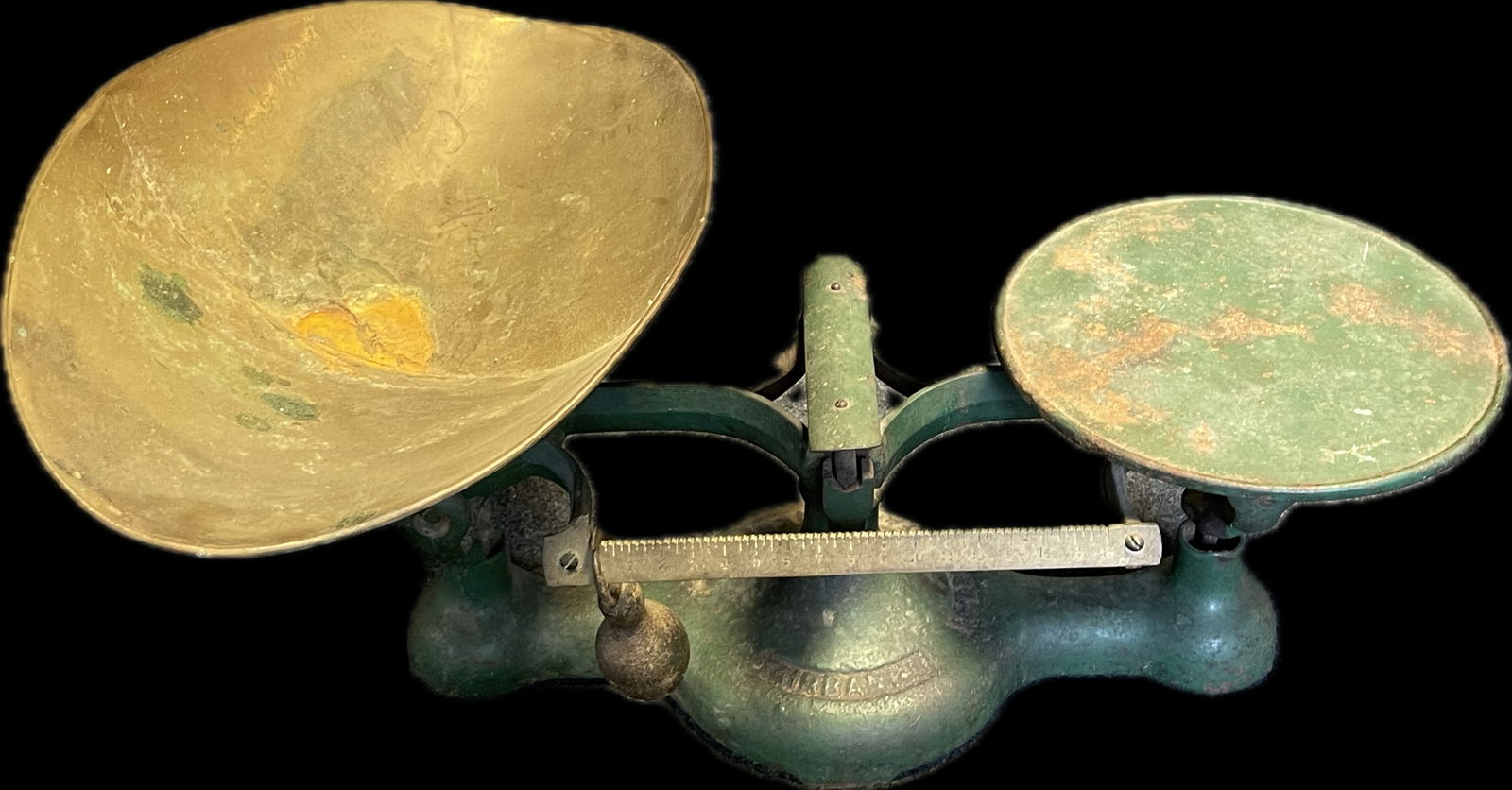 Fairbanks Green Painted Cast Iron Early 1900s General Store Scale w/ Brass Tray (1 of 11)