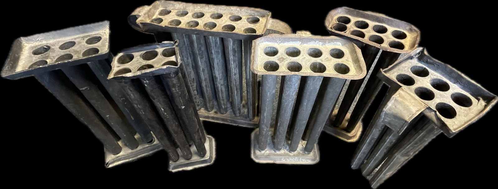Wonderful Original Lot 6 Late 19th Century Tin Candle Molds (1 of 6)