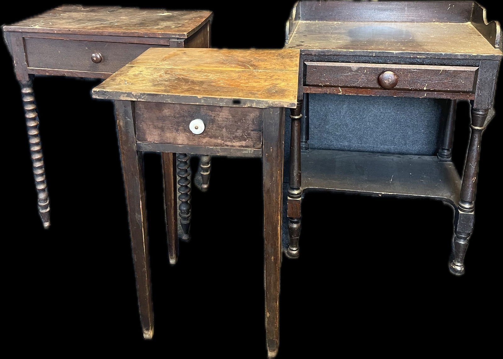 Lot 3 Late 19th Century Single Drawer Side Table Wash Stands (1 of 4)