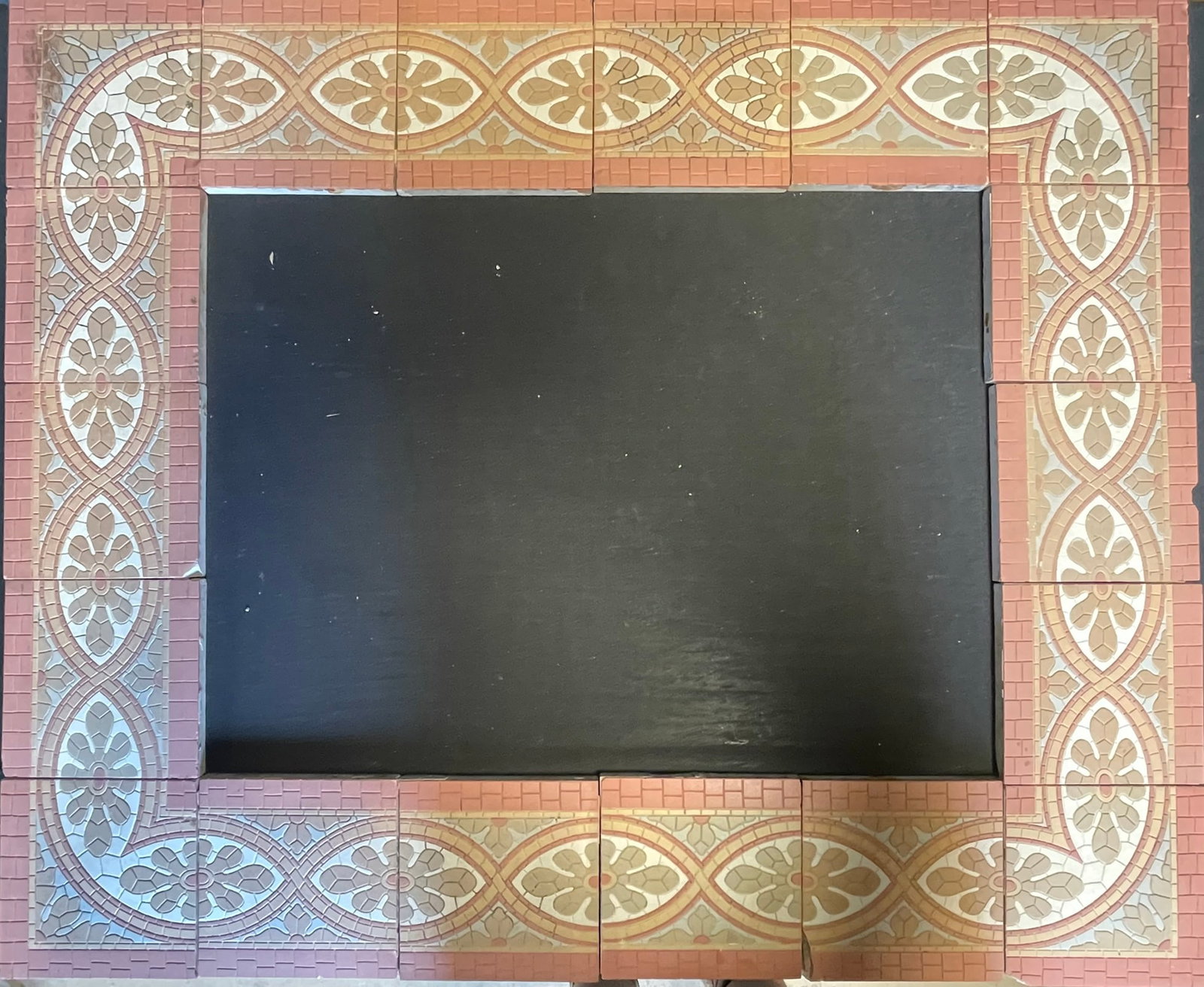 Lot 18 Antique Late 1800s Pink & Brown Floral Alhambra New York American Encaustic Surround Tile (1 of 11)