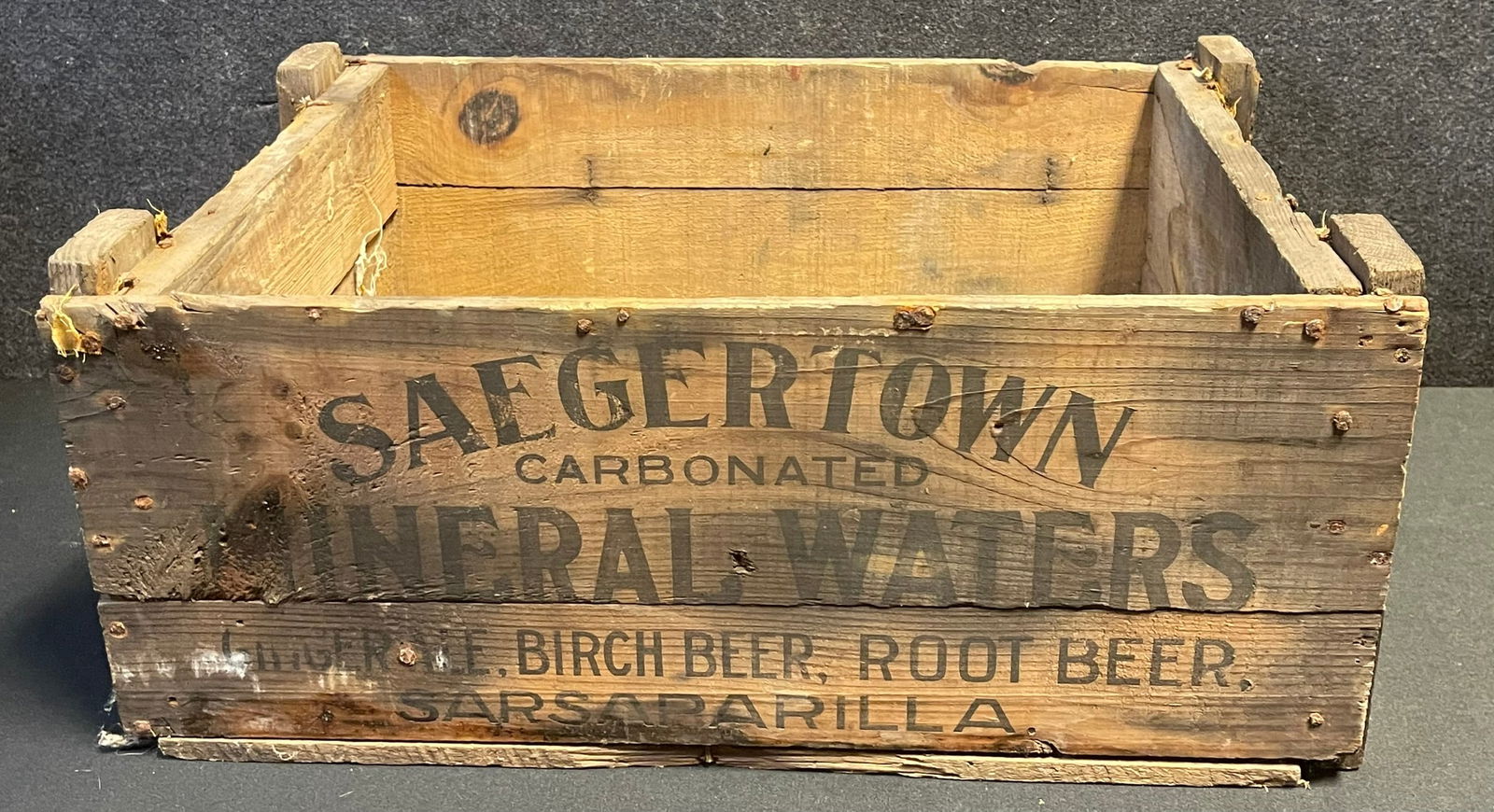 Antique Early 1900s Saegertown Mineral Waters Original Wood Shipping Crate Ginger Ale Birch Beer (1 of 5)