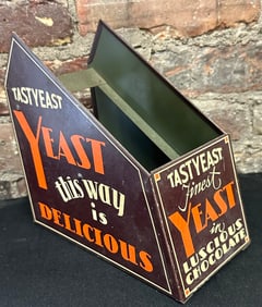 Antique 1930s Tasty Yeast Metal Display Stand General Store Advertising