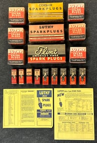 Large Lot Luthy, Corsair & Flint NOS Spark Plugs w/ Original Boxes