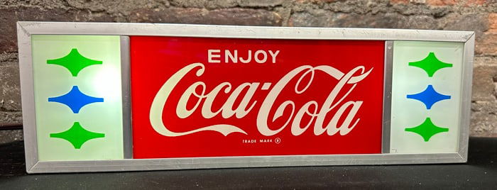Vtg 60s Enjoy Coca Cola Lighted Advertising Glass Front Display Store Sign
