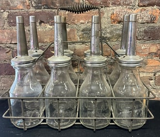 Lot 8 Glass 1930s Jay B. Rhodes Kalamazoo Quart Oil Glass Dispensers