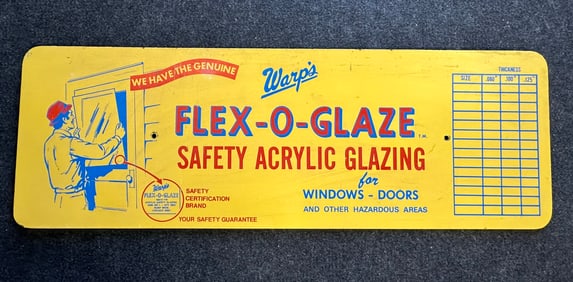 Warp's Flex-O-Glaze Masonite Store Display Sign