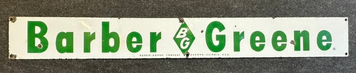 Barber Greene Company Porcelain Enamel Metal Sign