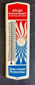 Atlas Perma Guard Anti-Freeze Coolant 1960s-70s Metal Themometer