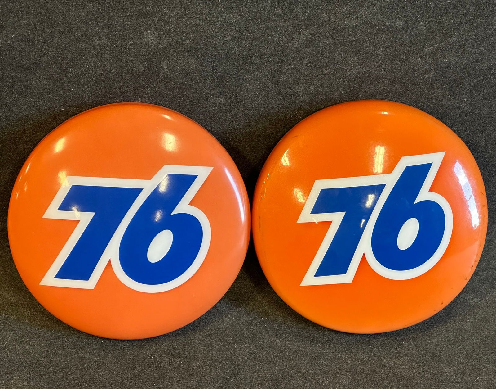 Pair of NOS 1970's Union 76 Plastic Lighted Advertising Sign Lenses (1 of 4)