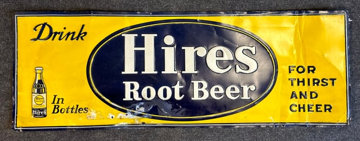 Vintage Hires Root Beer Tin Advertising 1930s Sign