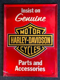 Insist On Genuine Harley Davidson Motor Cycles Embossed Tin Sign