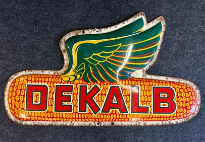 Vintage Dekalb Winged Corn Cob Metal Sign