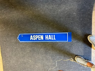Vintage Aspen Hall Porcelain Metal Directional Road Sign