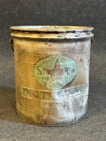 Antique STAROLEUM 5 Gallon White Star Reifining Metal Motor Oil Can