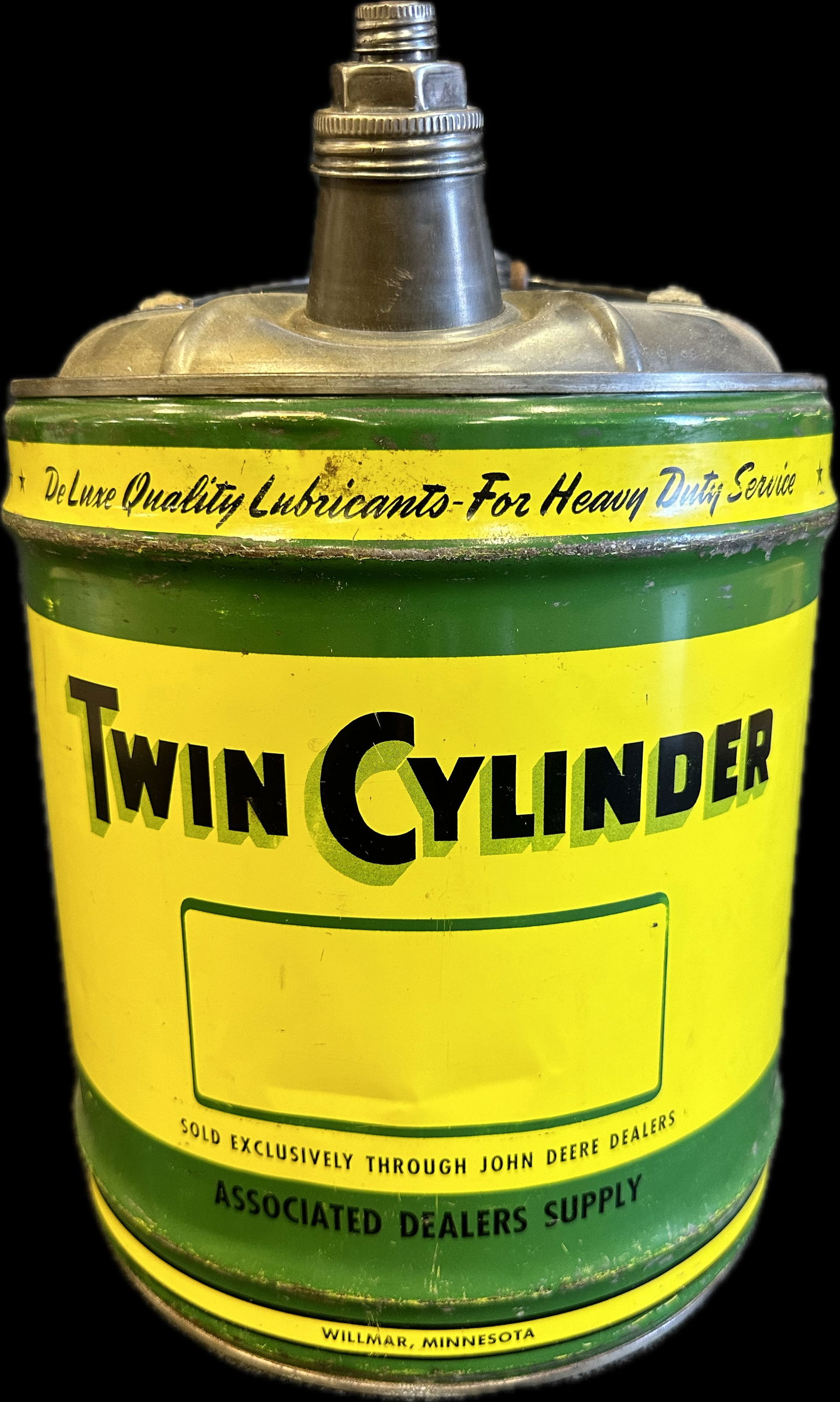 High Grade Condition Vintage 1950s Twin Cylinder Lubricant Can John Deere Dealer 5 Gallon Can (1 of 5)