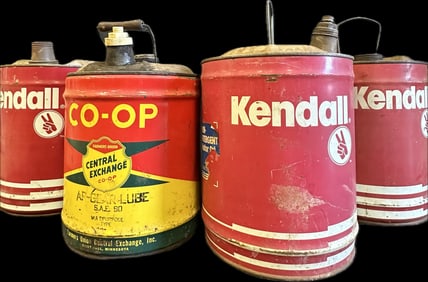 (4) Advertising Oil Cans Kendal Refining Co. & Farmers Union  CO-OP,