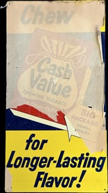 Awesome NOS Cash Value Chewing Tobacco Tin Advertising Sign