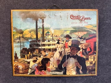 1930s 40s Cooks Goldblume Beer "A Quality Cargo in 1853" TOC Tin on Cardboard Sign