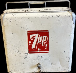 1950s 7up Soda Pop Progress Refrigerator Co Metal Ice Chest Cooler W/ Insert