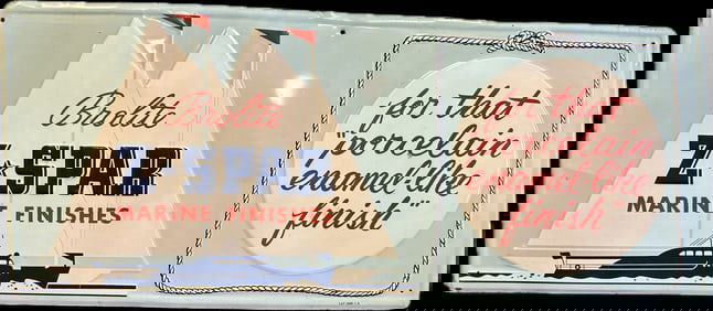 1950s Brolite Z-Spar Marine Finishes "For That Porcelain Enamel-Like Finish" Embossed Metal Sign