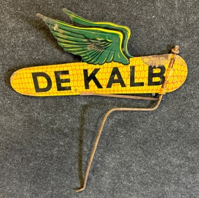 1940s 50s De Kalb Seed  Flying  Corn Metal Directional Weathervane Swinger Sign