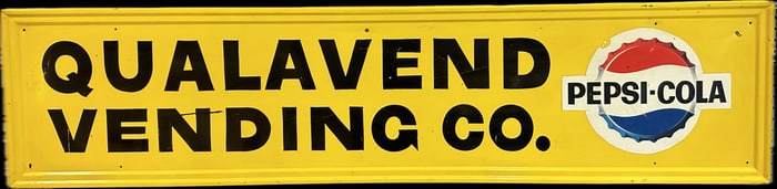 1960s 70s Pepsi Cola Large Privilege Panel Metal Sign Qualavend  Vending Co 67"