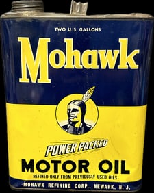 1940s 50s Mohawk Power Packed Motor Oil @ gallon Oil Can