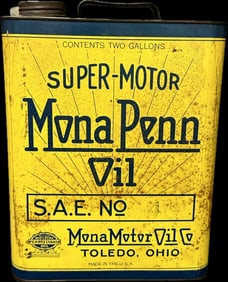 1930s 40s Mona Penn Super Motor Oil 2 Gallon Oil Can Mona Motor Oil Toledo Ohio