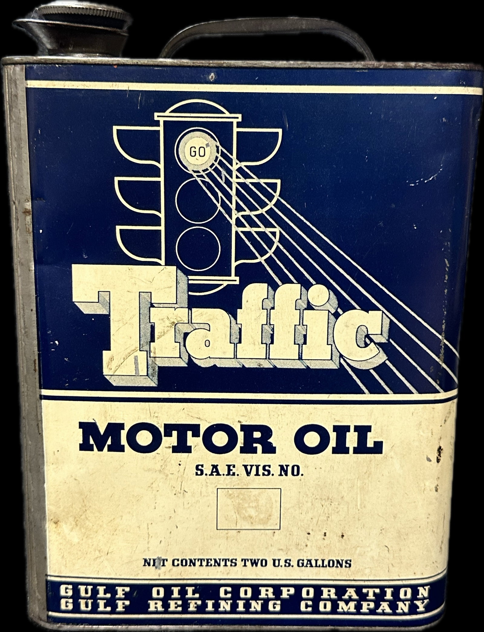 1930s 40s Traffic Motor Oil 2 Gallon Oil Can Gulf Oil & Refining Co (1 of 8)