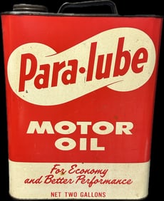1950s Para-Lube Motor Oil 2 Gallon Oil Can Consumers Pertoleum Lansing MI