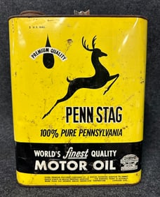 Penn Stag 100% Pure Pennsylvnia 2 Gallon Philadelphia Motor Oil Can w/ Great Deer Graphics