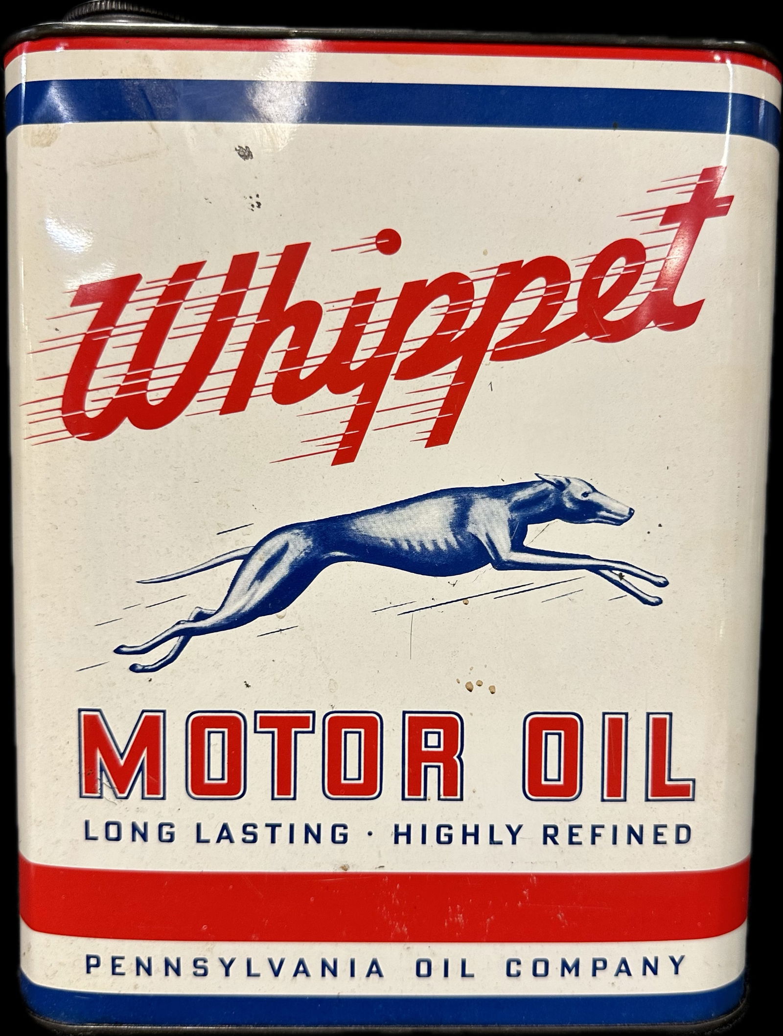 Whippet Motor Oil 2 Gallon Long Lasting Pennsylvania Motor Oil Can w/ Dog Graphics (1 of 6)
