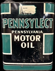Pennsylect Pennsylania 2 Gallon Motor Oil Can w/ Oil Rig Graphic