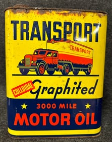 Transport Colloidial Graphited 3000 Motor Oil 2 Gallon Can w/ Truck Graphics