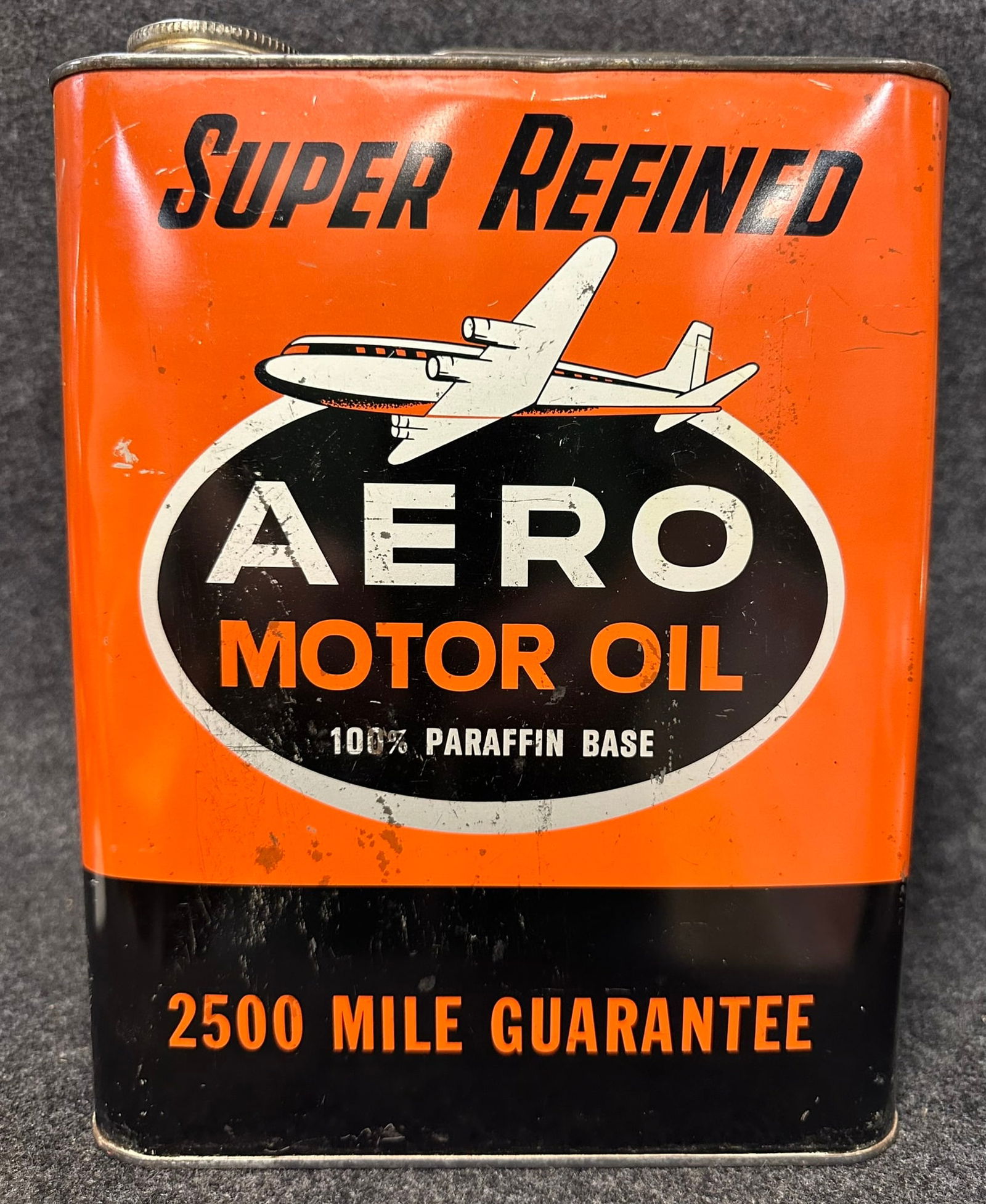 Super Refined Aero Motor Oil 2500 Mile Guarantee 2 Gallon Motor Oil Can w/ Airplane Graphics (1 of 6)