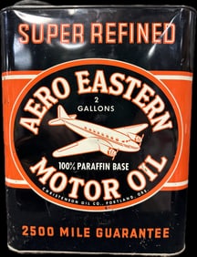 Aero Eastern Super Refined 2 Gallon Motor Oil 100% Paraffin Base Can w/ Airplane Graphics