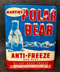 Martin's Polar Bear Anti Freeze Non Rust 2 Gallon Can w/ Incredile Bear Graphics