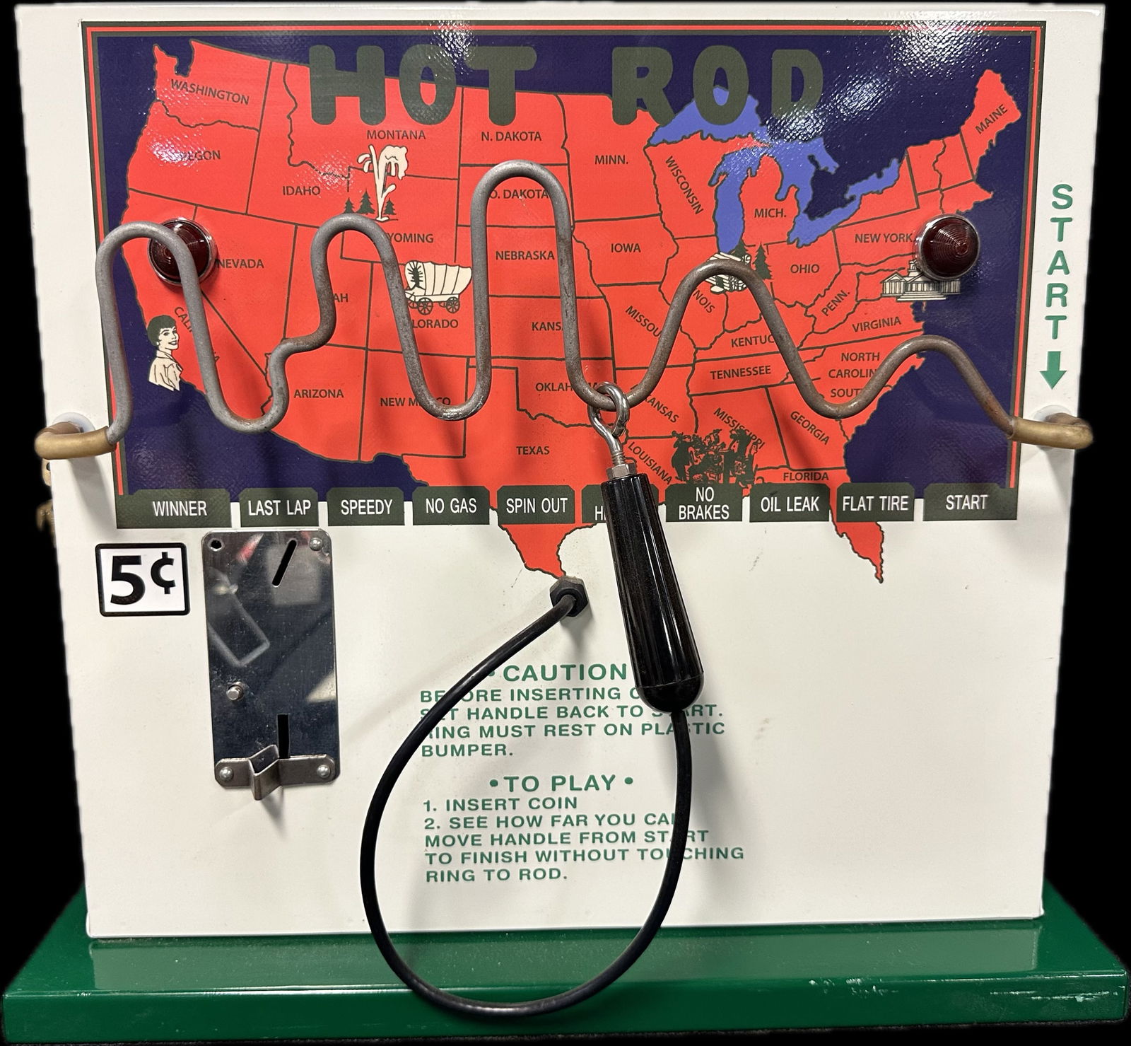 NOS Vtg 1950s 60s HOT ROD Coin Operated 5 Cent Booz Barometer Game (1 of 8)